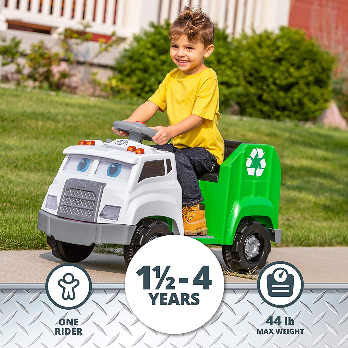 Interactive Toddler Recycling Truck Ride-On Toy by Kid Trax - Perfect for Kids Ages 1 and Up!
