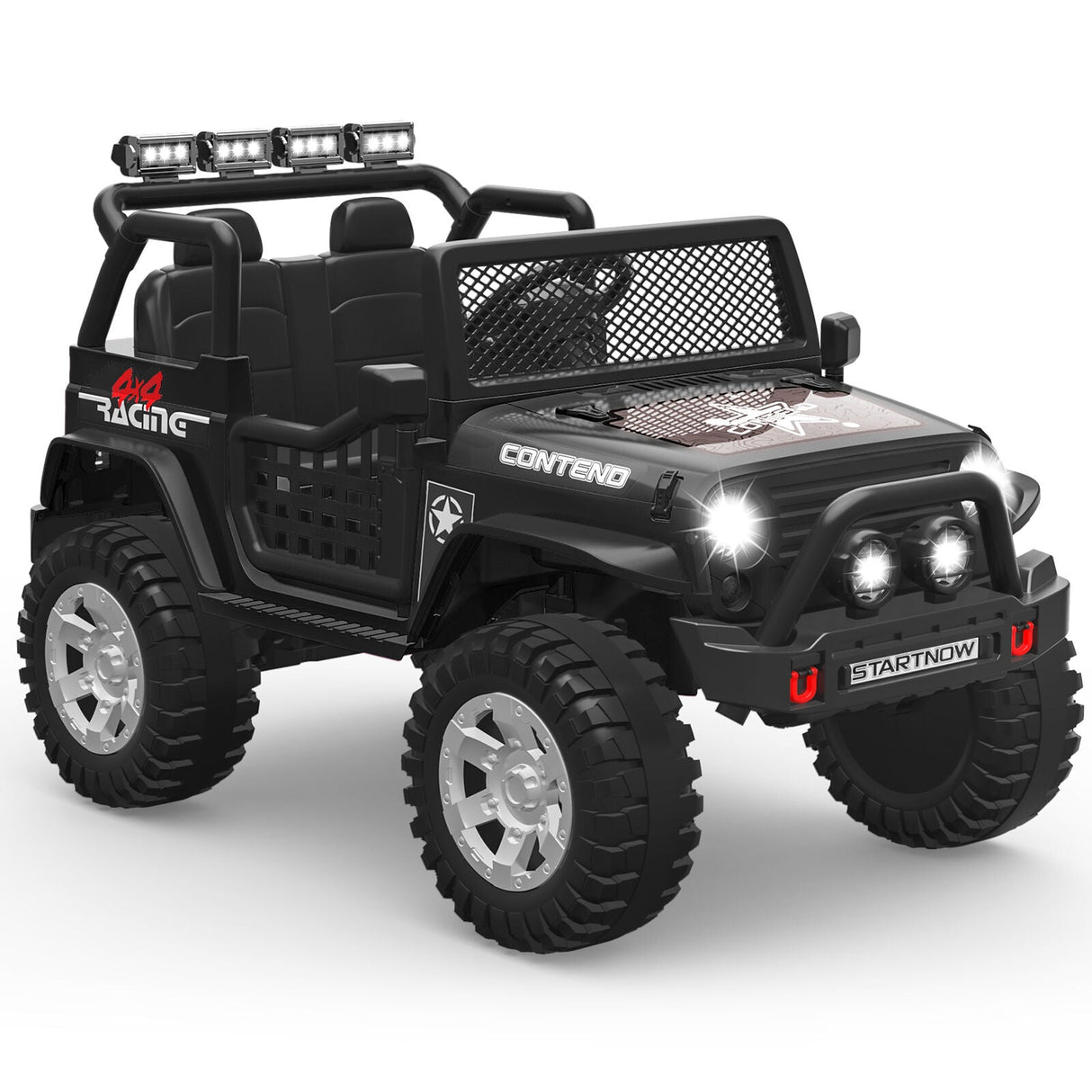 12V Kids Ride On Jeep Car with LED Lights and Safety Belt - Perfect Gift for Boys and Girls