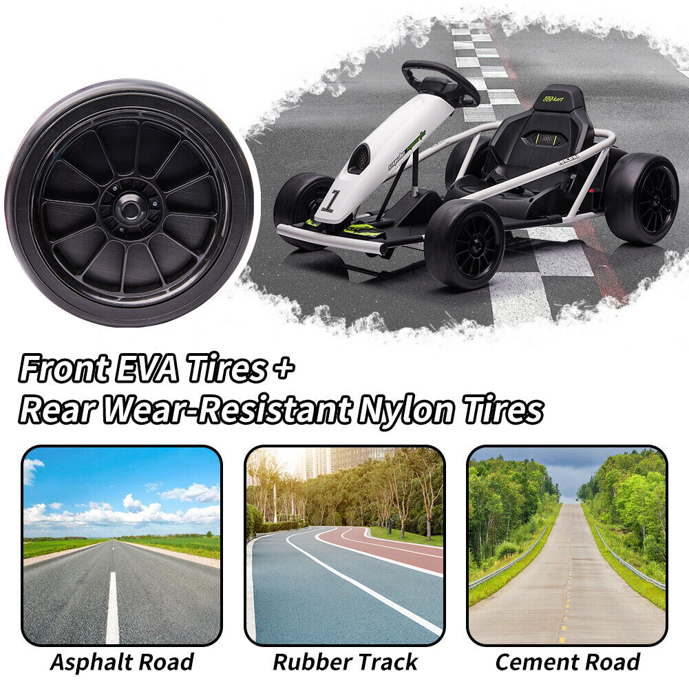 Kid's Go Kart with Wide Seat, Durable Tires, and Powerful Motors - Maximum Load 300lbs