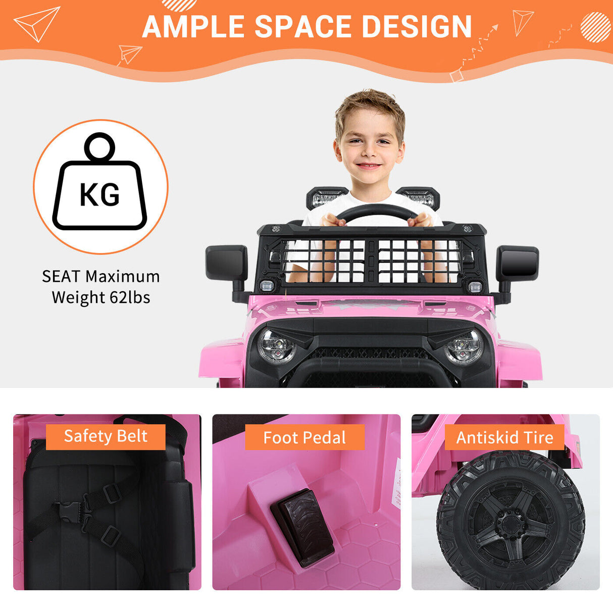Kimbosmart 12V Kids Ride On Truck Car with Remote Control and 3 Speeds - Perfect Gift for Little Drivers