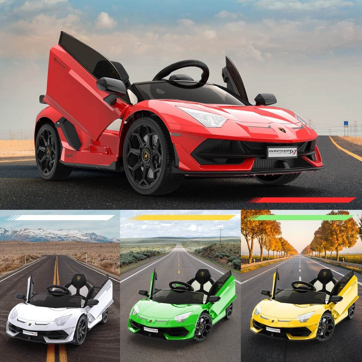 Licensed Lamborghini Kids Ride On Sports Car with Remote Control - 12V Electric Gift