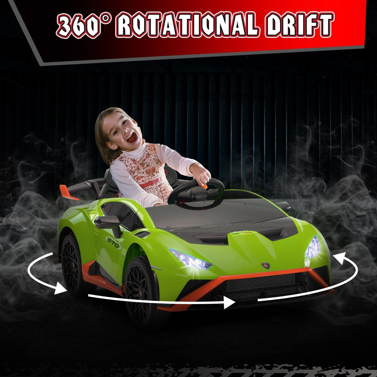 Licensed Lamborghini STO Ride On Car for Kids with RC and Music - 12V Electric Toy Vehicle