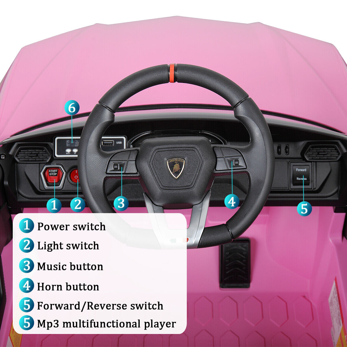 Licensed Lamborghini Urus SUV Ride-On Car for Kids with Remote Control and MP3 Player - 12V