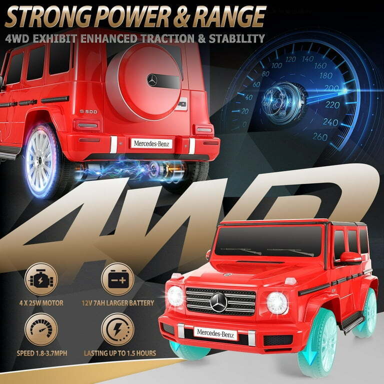 Licensed Mercedes-Benz 4-Wheel Ride-On Car for Kids with Remote Control and LED Lights