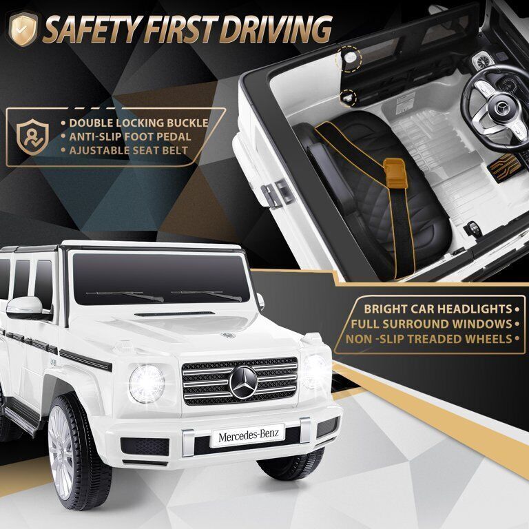 Licensed Mercedes-Benz G500 12V Ride-On Car with Remote Control and AUX/USB Connectivity for Kids