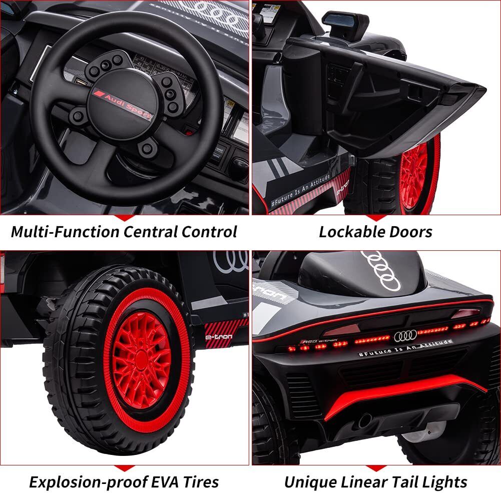 Licensed RS E-trons Racing Car 12V Ride-On with Remote Control for Kids