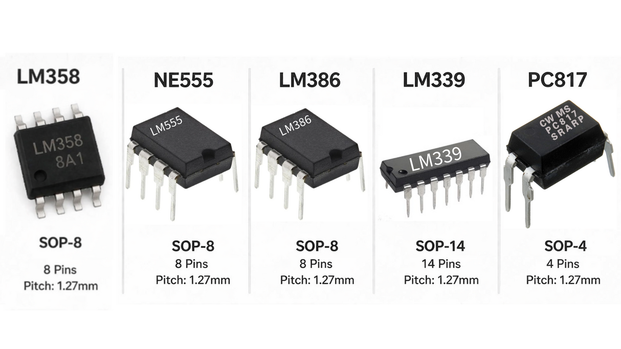 SMD IC LM358, NE555, LM386, LM339, PC817 (10Pcs.) JTAREA