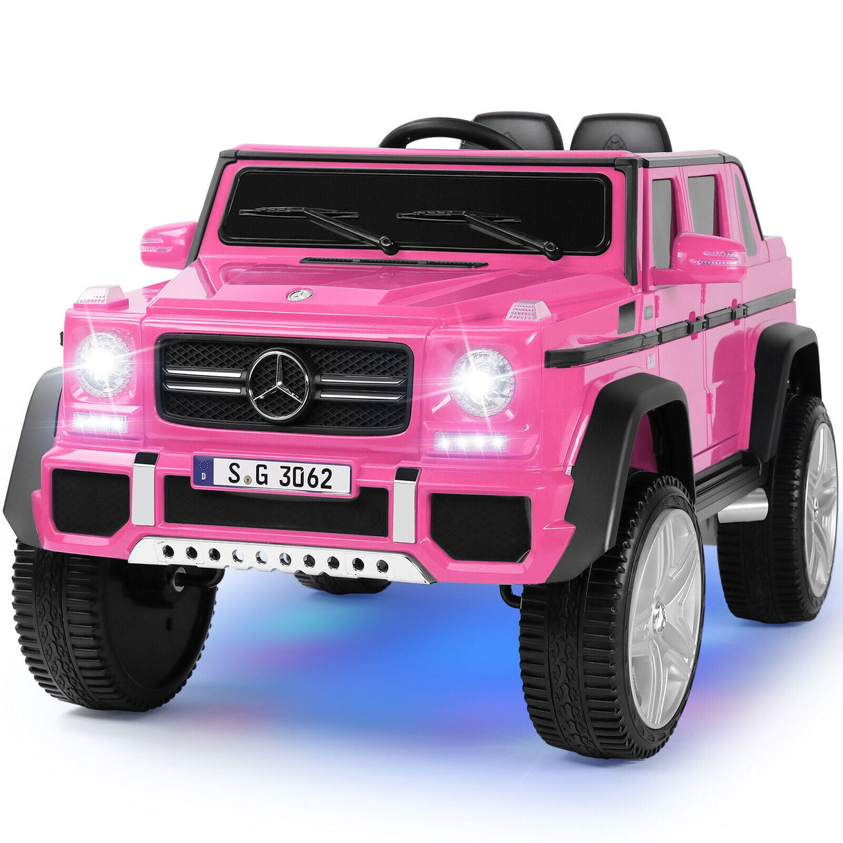 Sparkle and Cruise: 12V Pink Electric Ride-On Truck with Music, LED Lights, and Remote Control for Girls