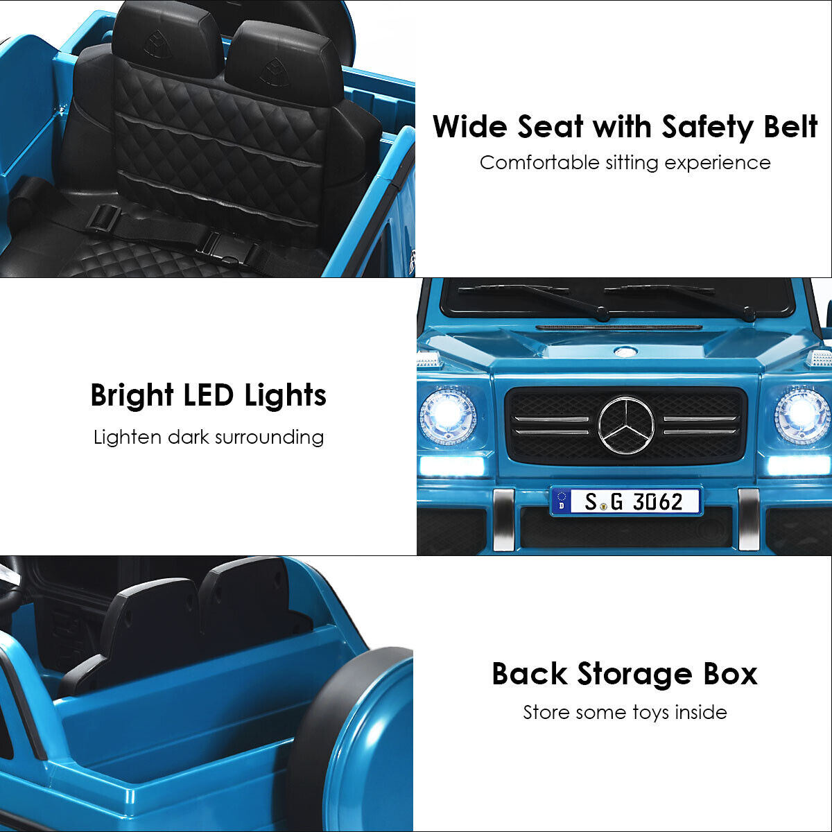 Mercedes-Benz Licensed 12V Kids Ride On Car with RC Control and Trunk in Navy