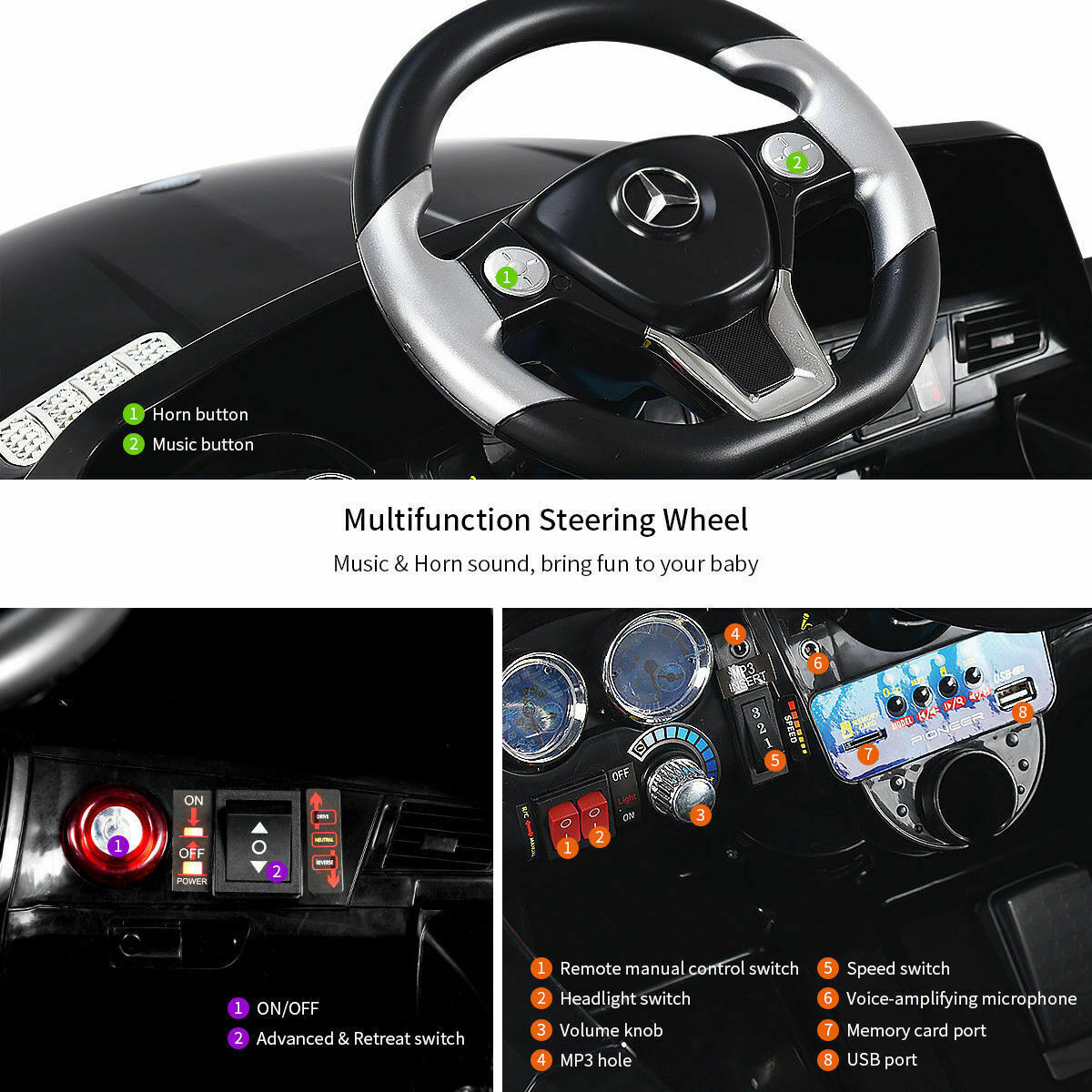 Mercedes Benz ML350 6V Licensed Ride On Car with MP3 and Remote Control for Kids