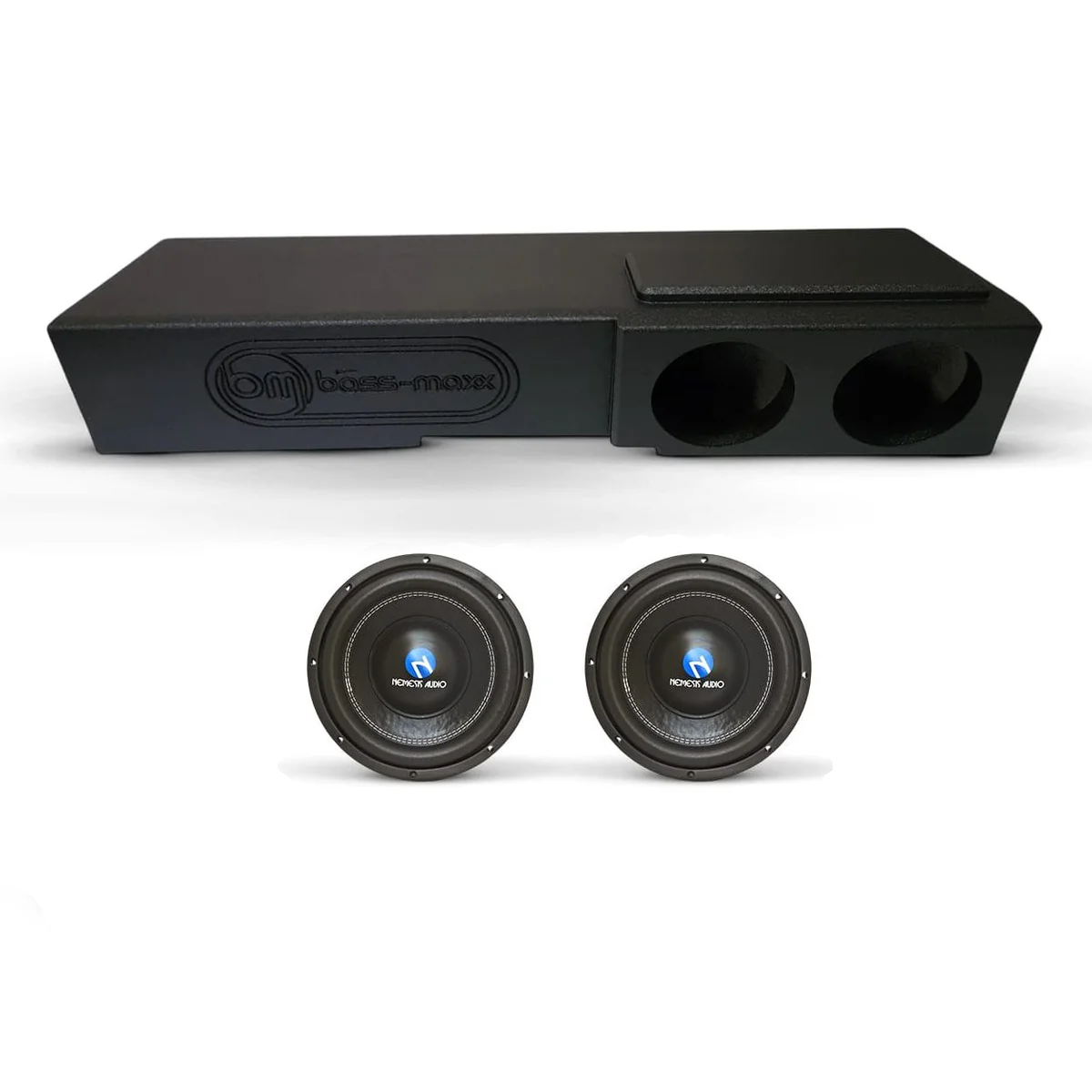 Nemesis Audio Bass Combo (2) NA8E v2 & (1) Box Chevy 07-18 Crew Cab Box Nemesis Audio
