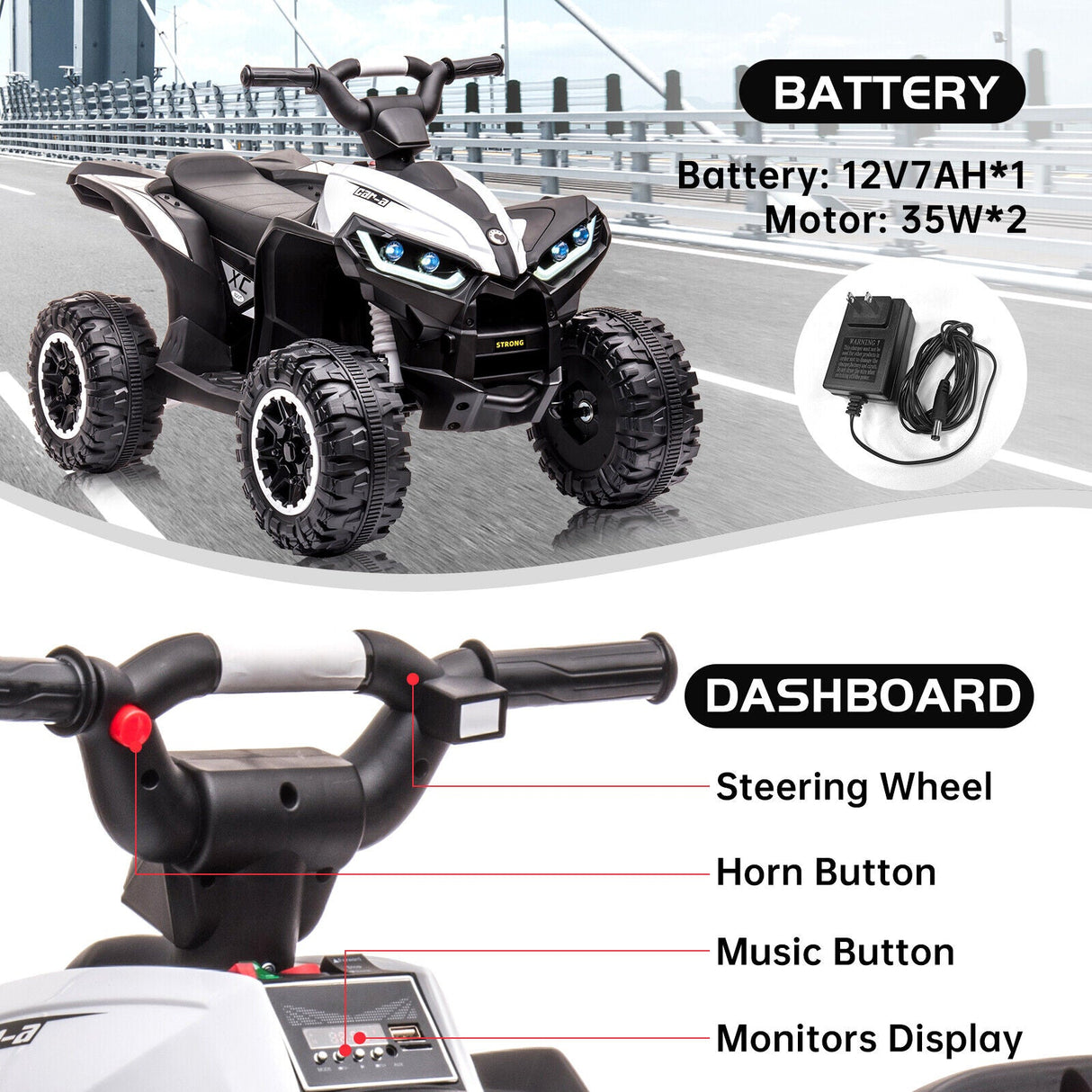 Off-Road Adventure Electric Truck for Kids with 4-Wheel Drive and Shock Absorbers