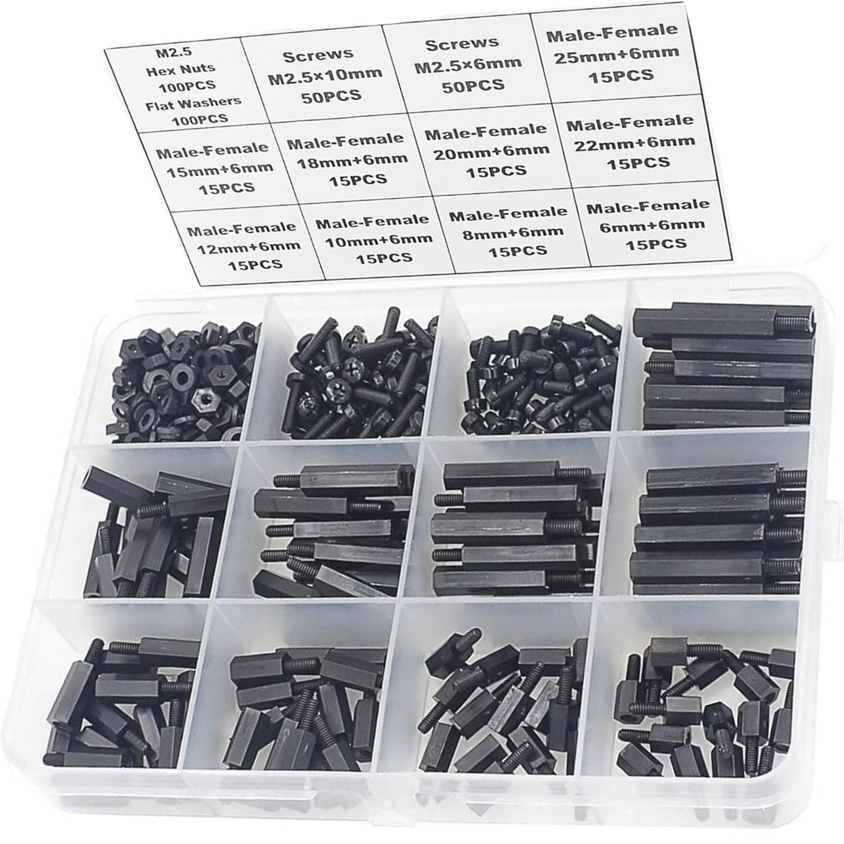 M2.5 Nylon Hex Standoffs Spacers Screws Nuts Flat washer TekShack