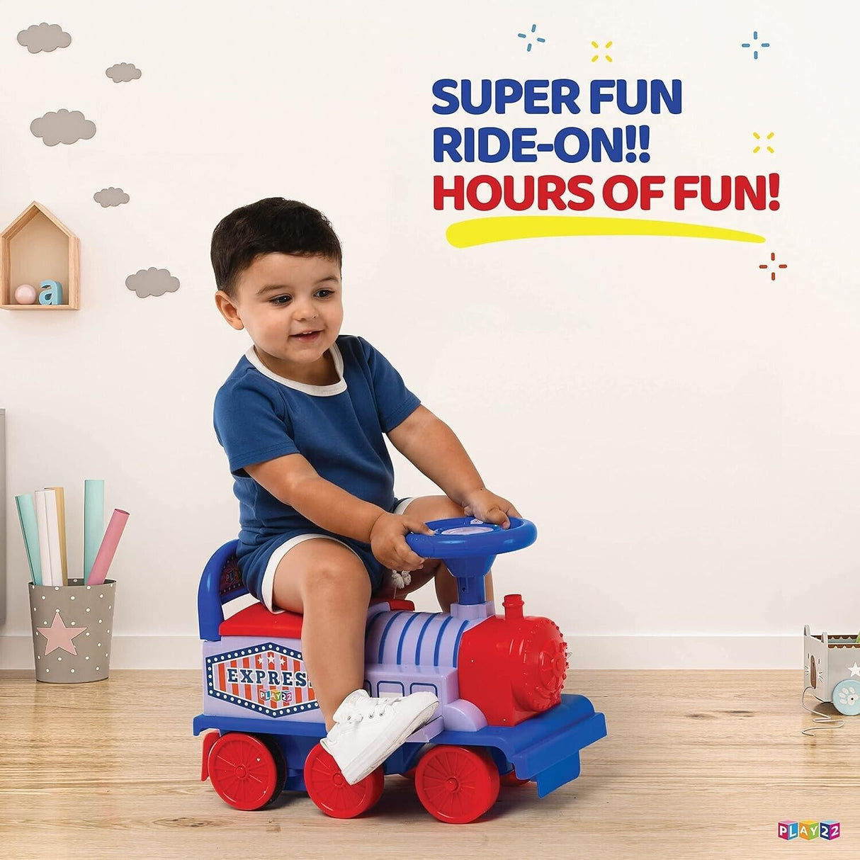 Play22 Electric Ride On Train Set with Tracks - Interactive Toy Train for Kids