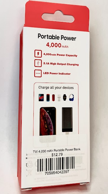 TW 4,000 mAh Portable Power Bank TW