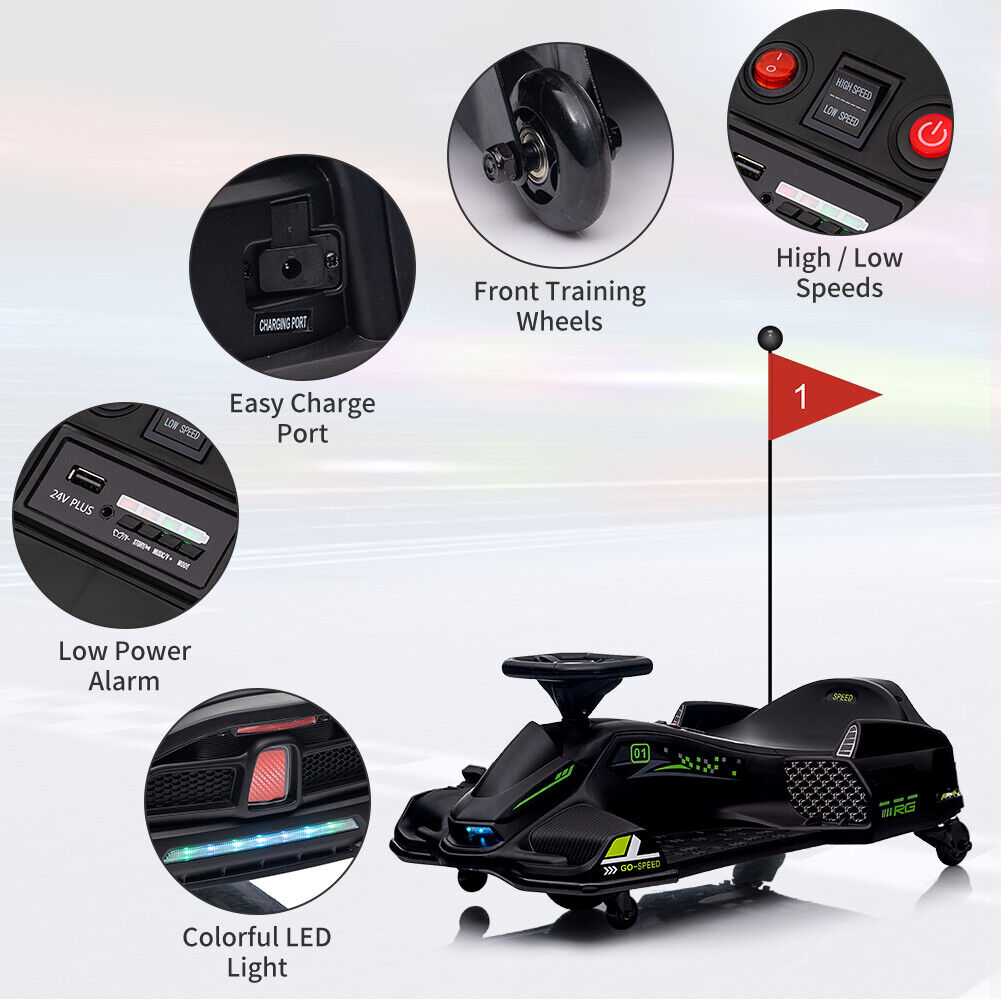 Powerful Electric Go-Kart for Kids Up To 110 Lbs with 7Ah Battery and 180W Motor