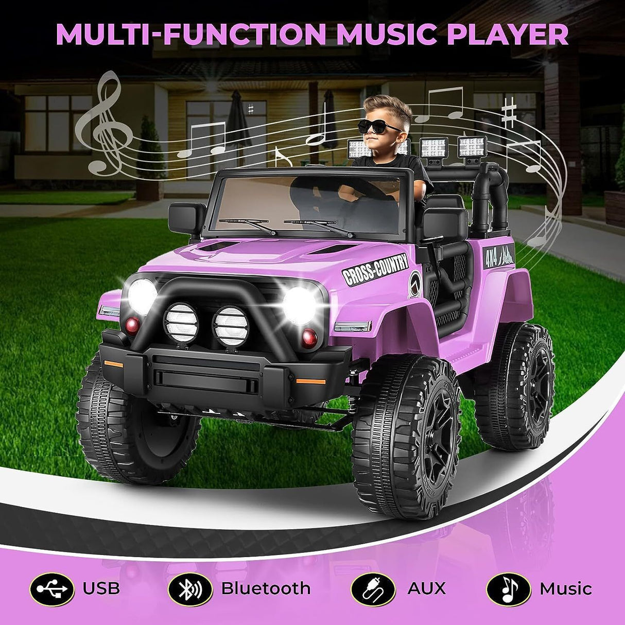 Electric Ride-On Truck for Kids with Remote Control, USB & AUX, 3-Speeds, and Anti-Slip Features