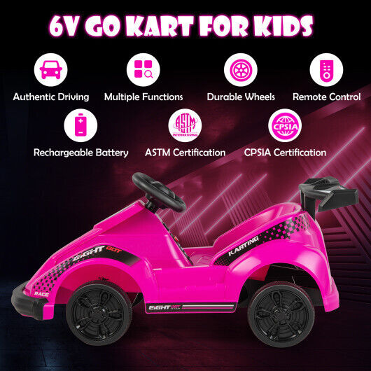Premium 6V Kids Go Cart with Remote Control and Safety Belt in Pink - Built to Last