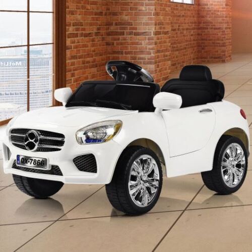 Premium 6V Kids Ride-On Car with Remote Control and LED Lights - White