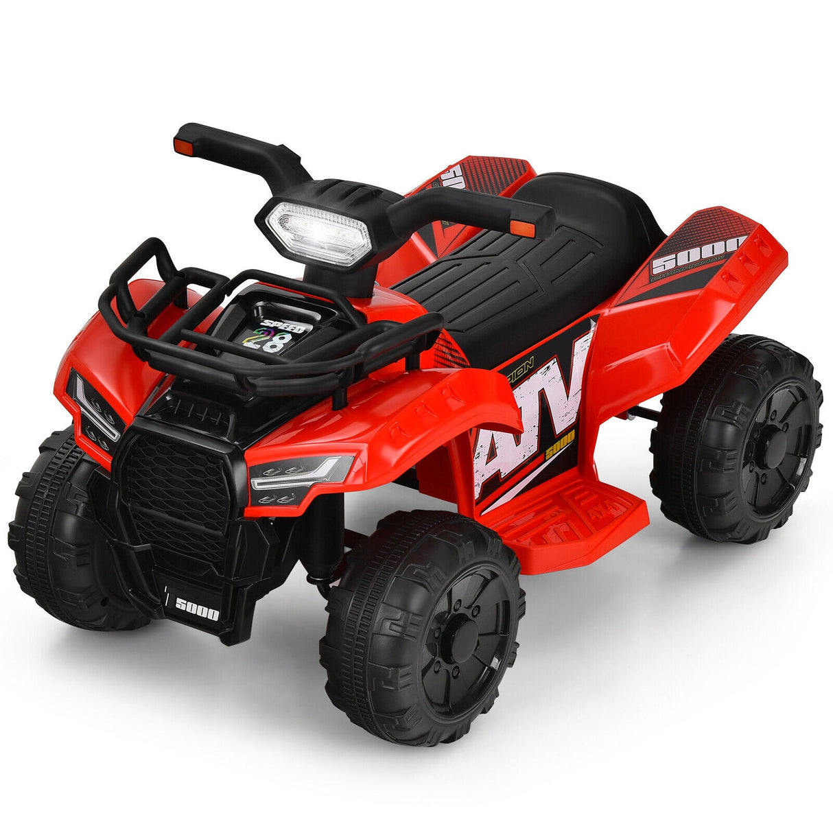 Red 6V Kids ATV Quad Electric Ride On Car with MP3 Player and LED Lights for Toddlers