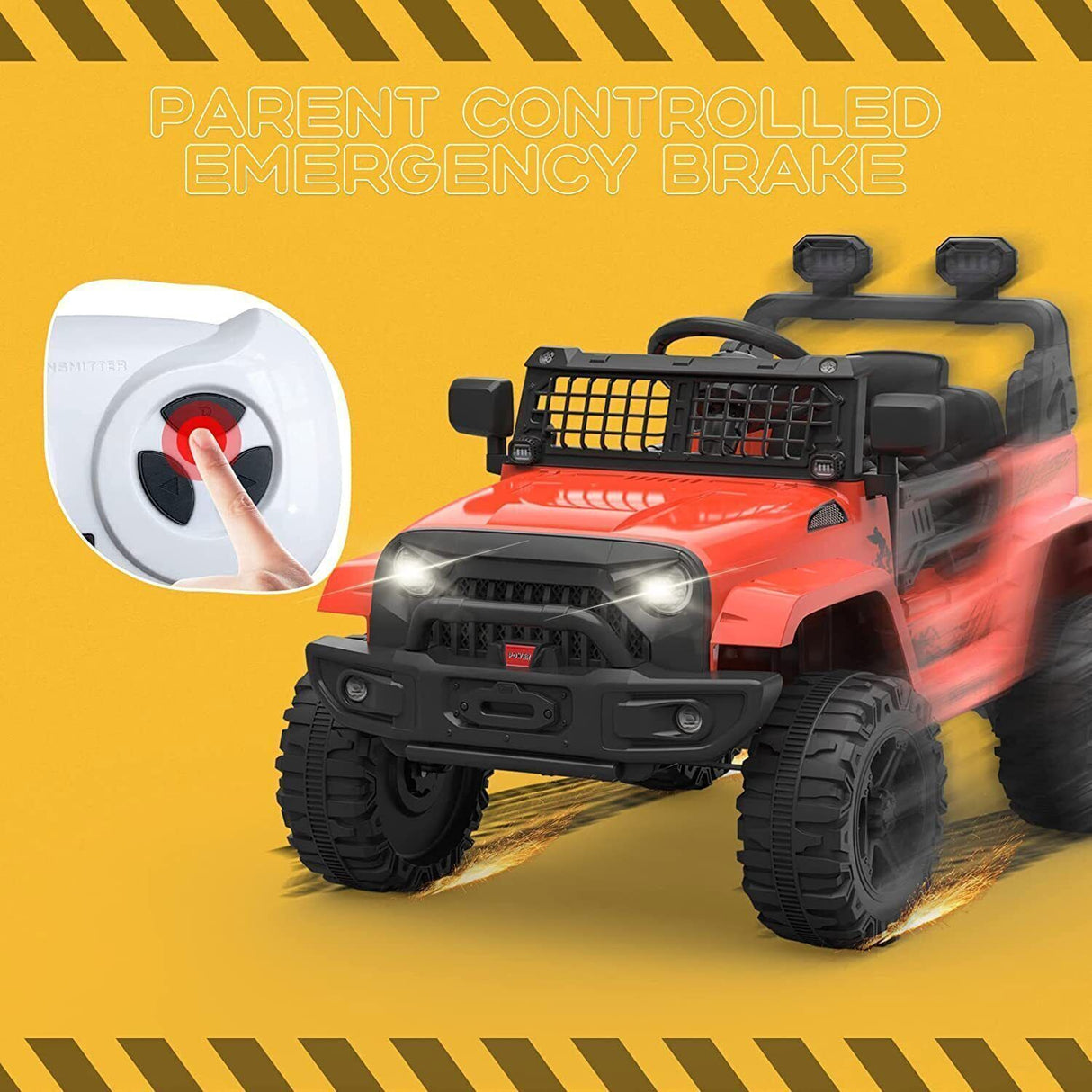 Remote Control Ride-On Truck with Bluetooth, LED Lights, and 2 Speeds for Kids