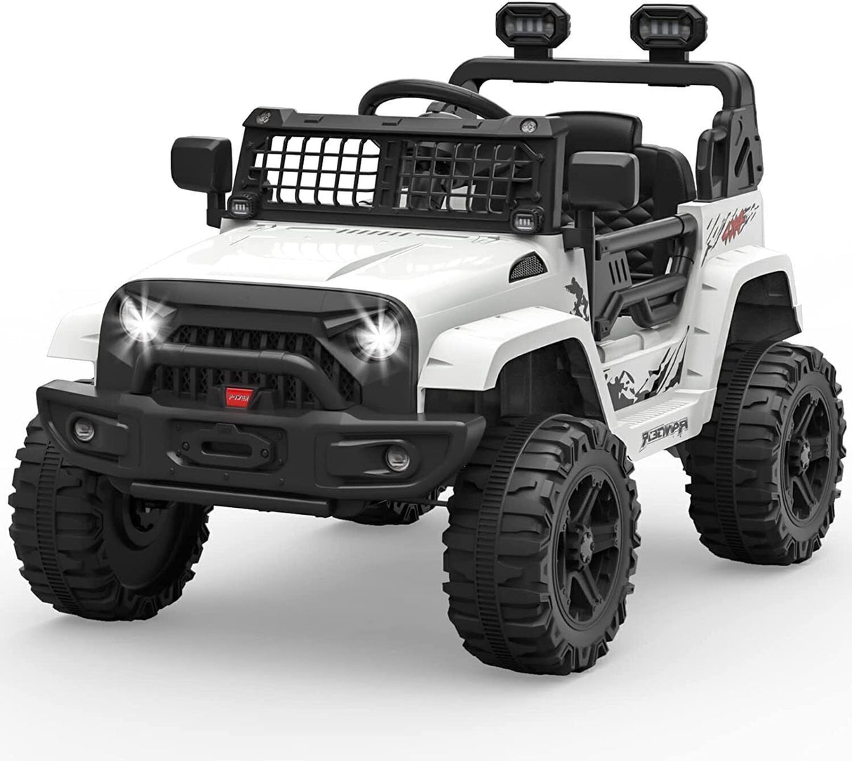 Remote Control Ride-On Truck with Bluetooth, LED Lights, and 2 Speeds for Kids