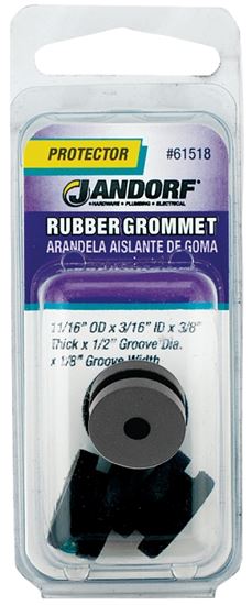 Jandorf 61518 Grommet, Rubber, Black, 3/8 in Thick Panel Jandorf