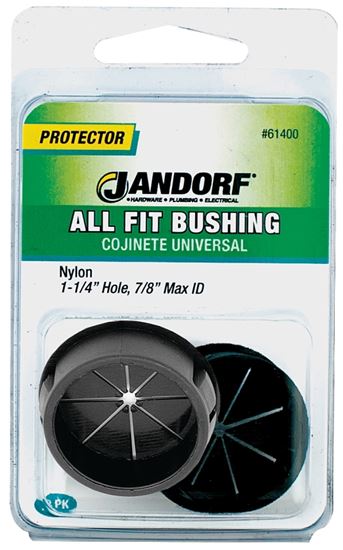 Jandorf Conduit Bushing, 7/8 in Dia Cable, Nylon, Black, 1-1/4 in Dia Panel Hole, 0.453 in Thick Panel 2 pk #61400 Jandorf
