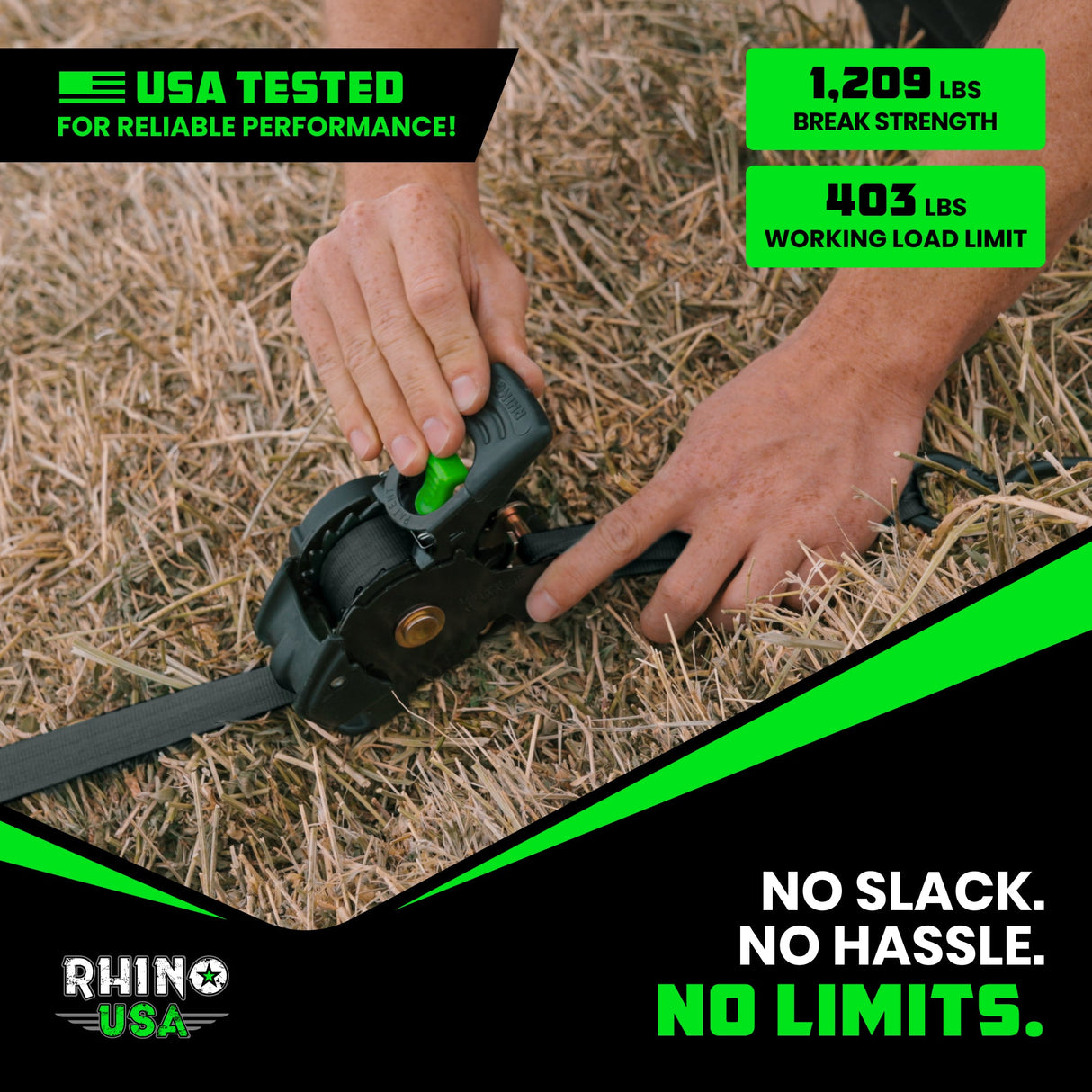 1" x 10' Retractable Ratchet Straps