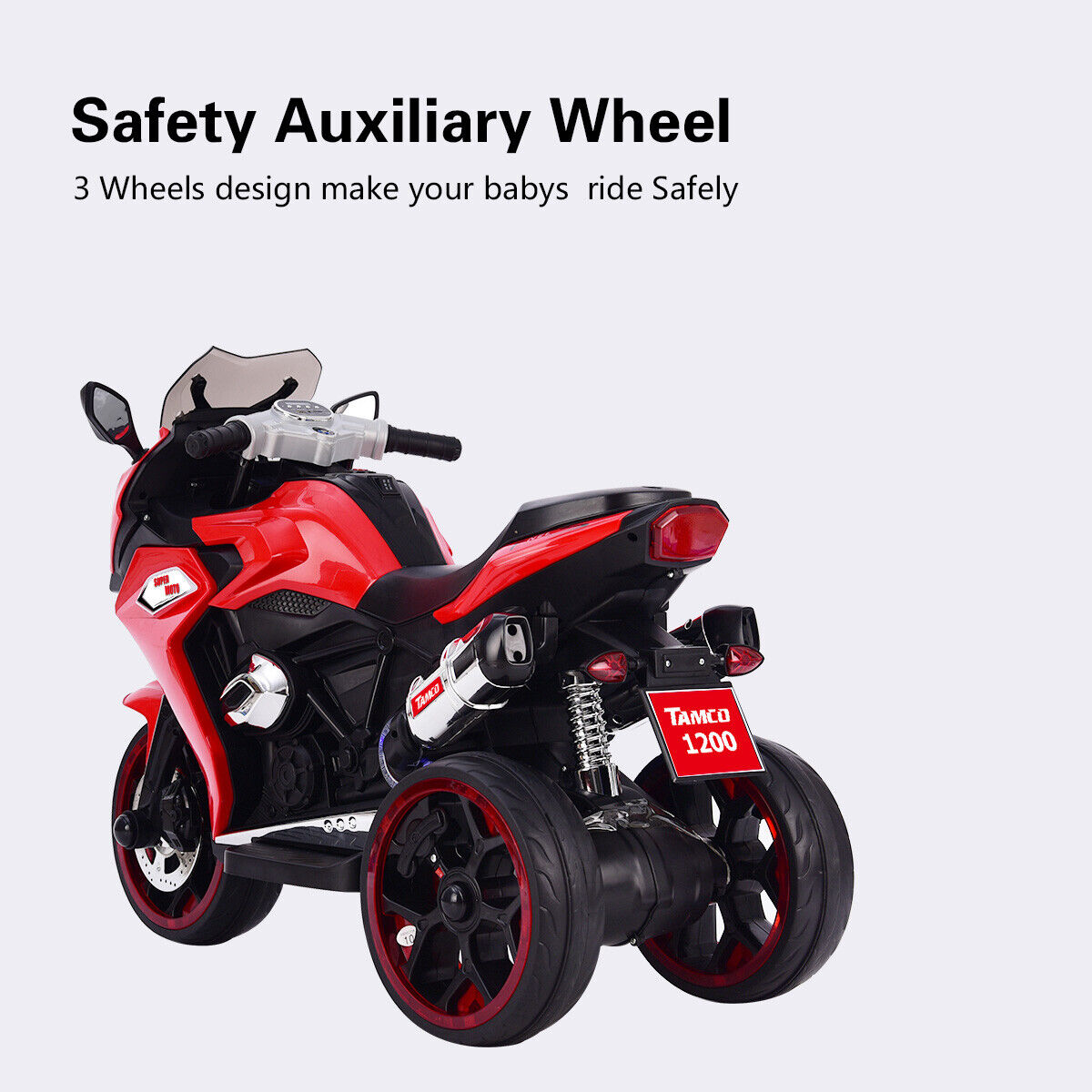 Rev up the Fun with Our 12V Kids Ride-On Motorcycle: Featuring Lights, LED Screen, and Music in Vibrant Red!