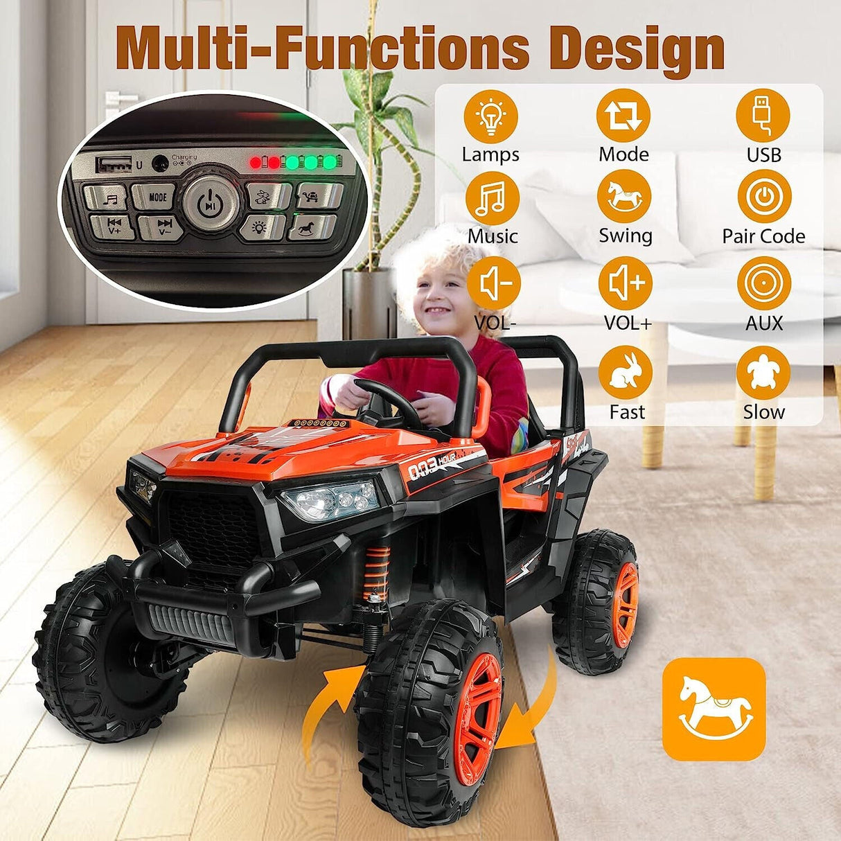 Ride in Style: 2 Seater Kids Electric Car with RC, Music, and APP Control by LUCKYERMORE