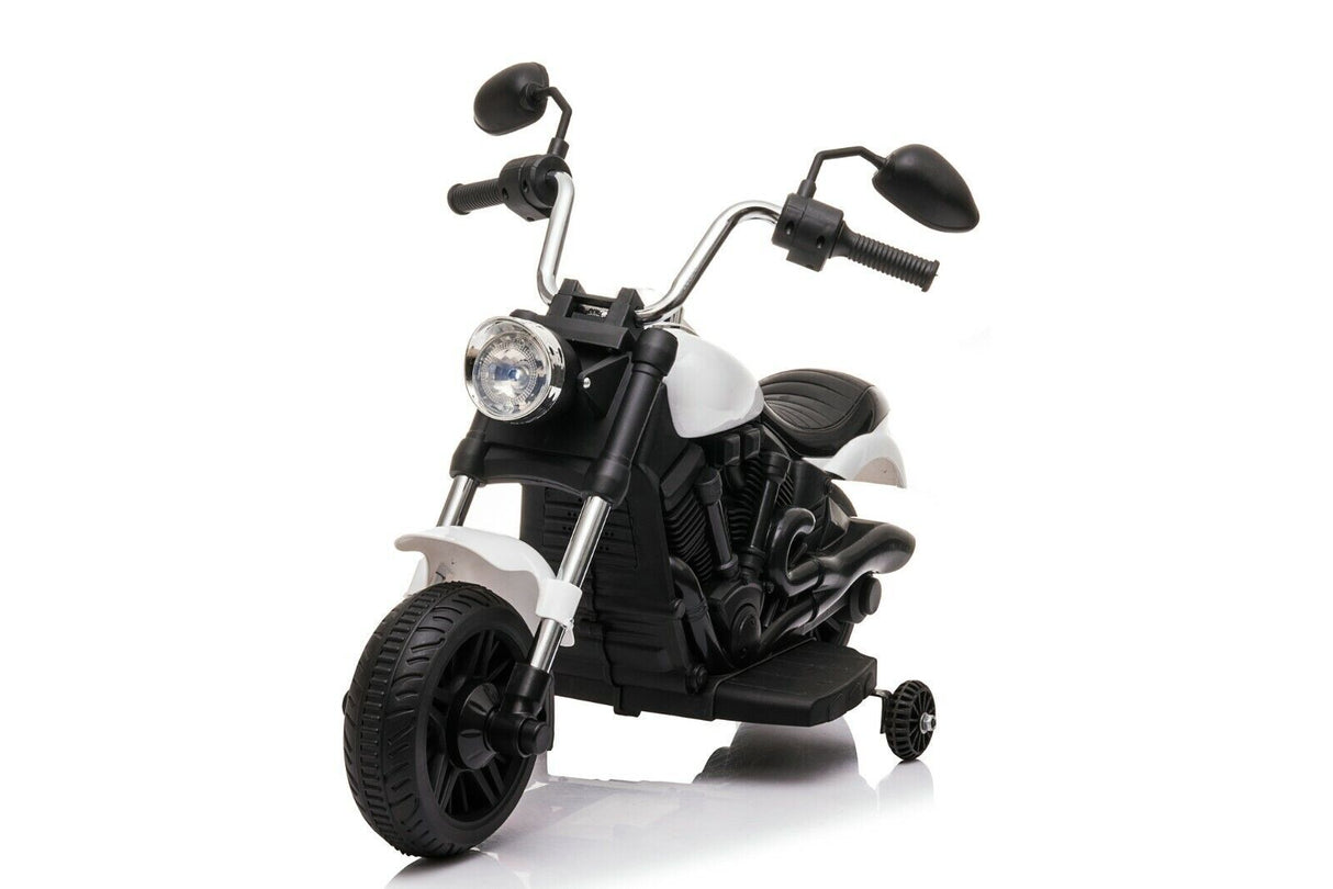 Kids Ride-On Harley Chopper Style Bike with Safety Training Wheels and 6V Battery