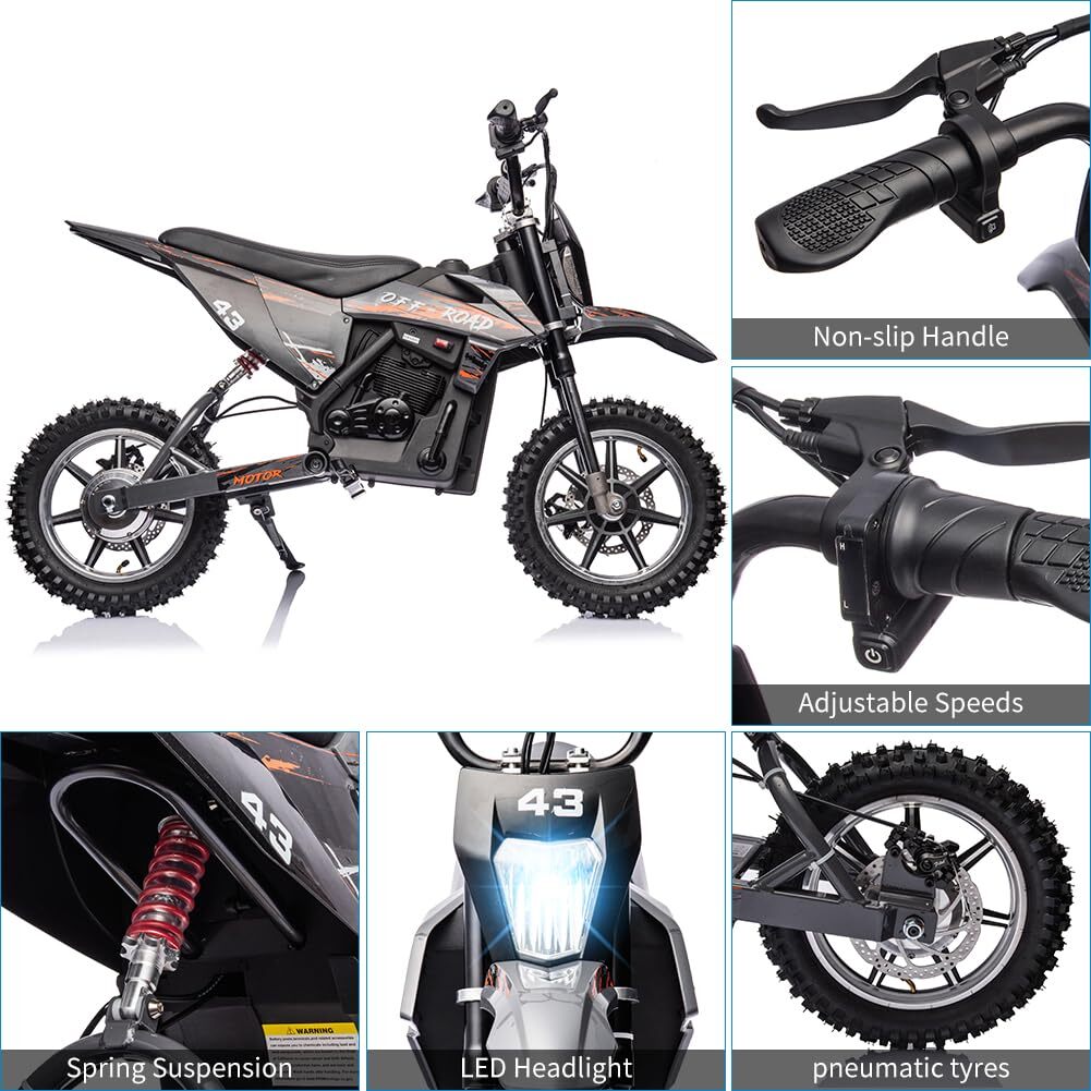 36V Battery-Powered Off-Road Electric Ride-On Motorcycle for Kids