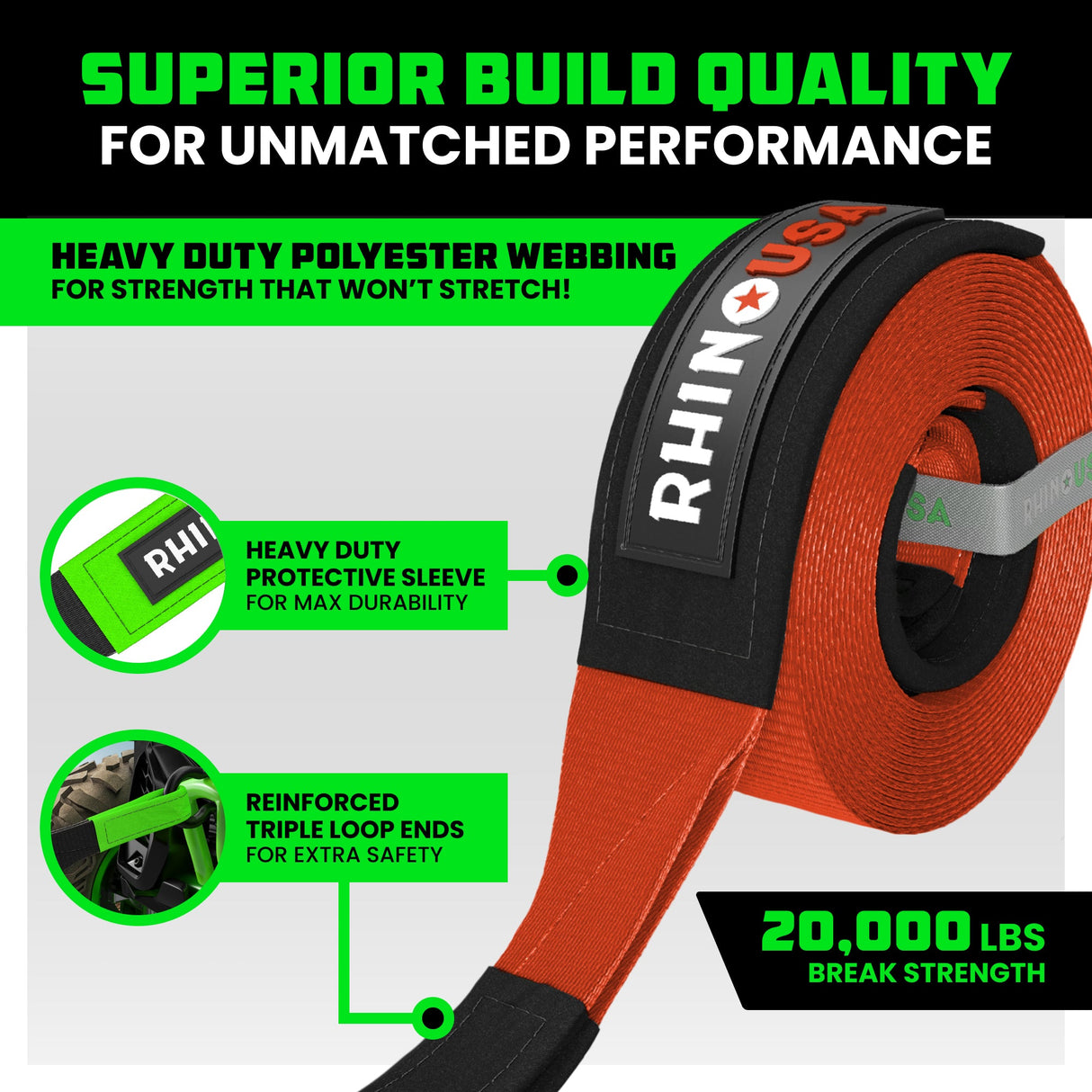 2" x 20' Ultimate Recovery Tow Strap