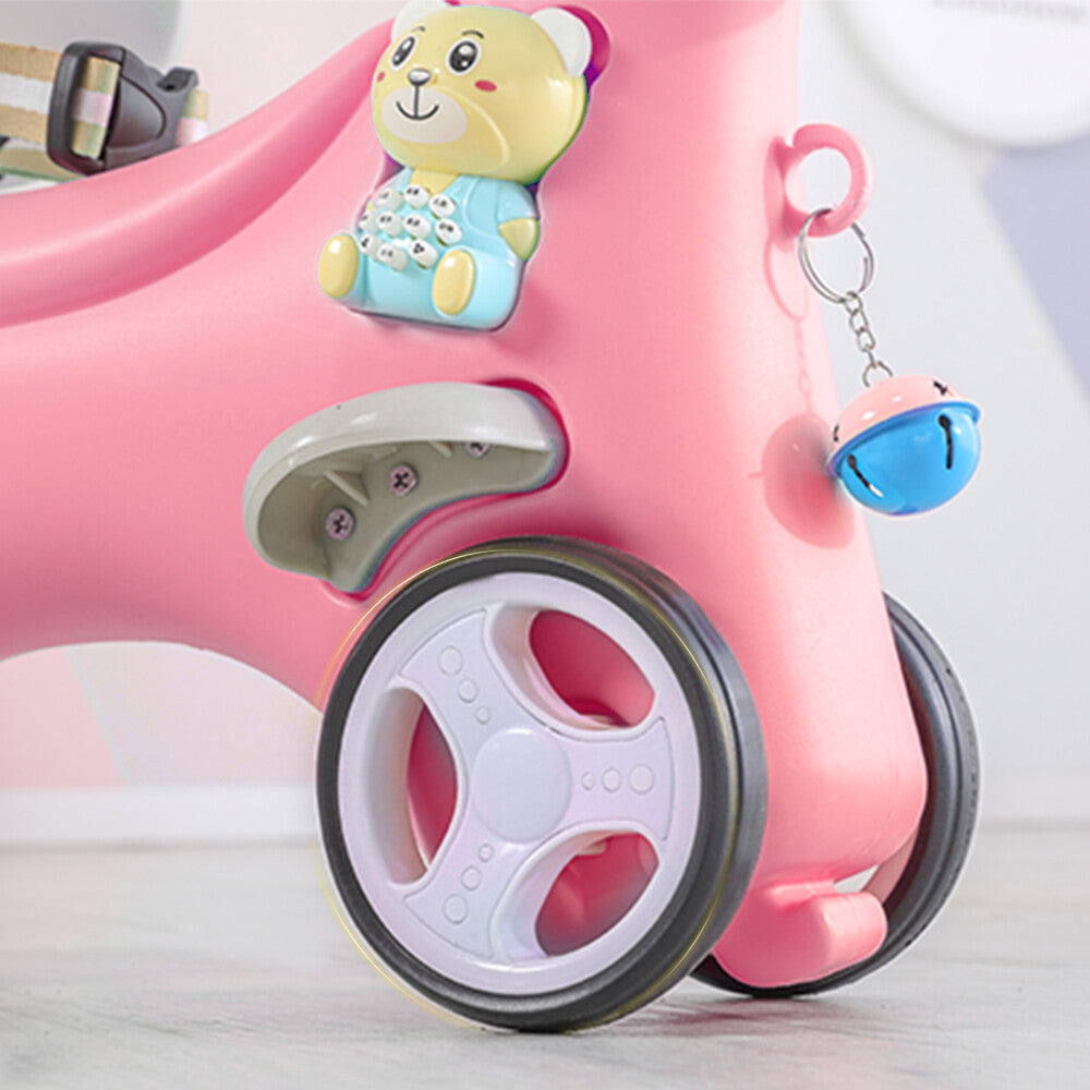 Toddler Rocking Horse Ride-On Toy with Backrest and Push Handle for Balance Development