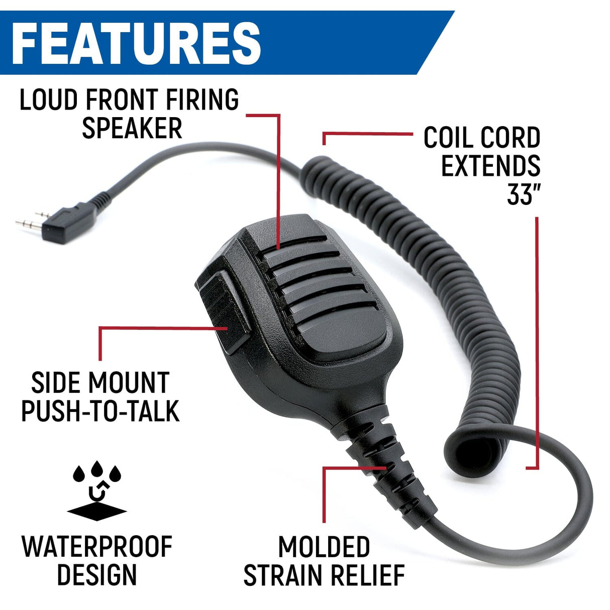 Rugged GMR2 PLUS - GMRS and FRS Two Way Handheld Radio with Hand Mic