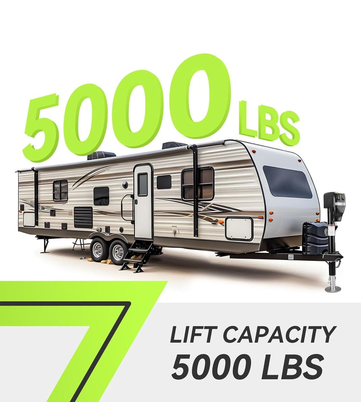 Upgraded 5000lbs Electric Power Tongue Trailer Jack for RVs