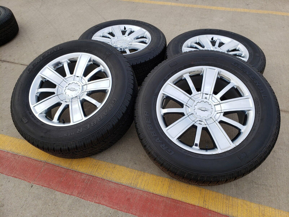 20" Chevy Silverado Tahoe OEM wheels rims 5653 CHROME 2016 2017 2018 2019 2020 Texas Truck Tire
