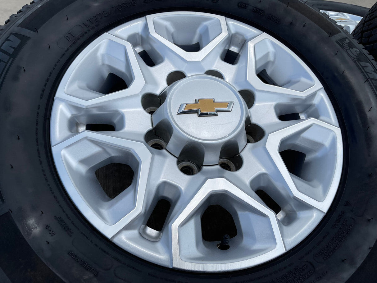 18" Chevy Silverado 2500 3500 OEM 5959 wheels rims MICHELIN LTX A/T2 Texas Truck Tire