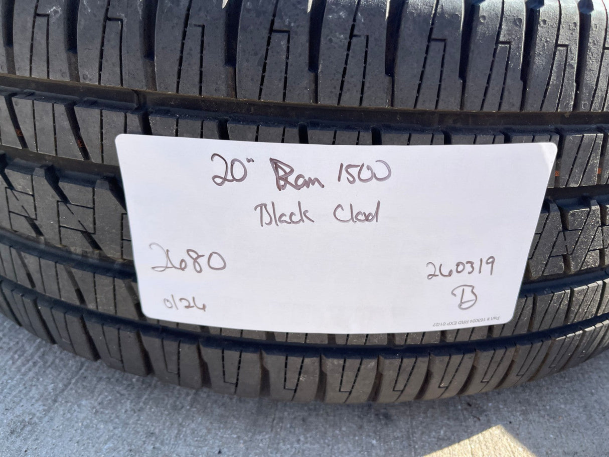 20" Dodge Ram 1500 OEM Laramie Black 2680 wheels rims tires 2024 2025 2026 NEW Texas Truck Tire