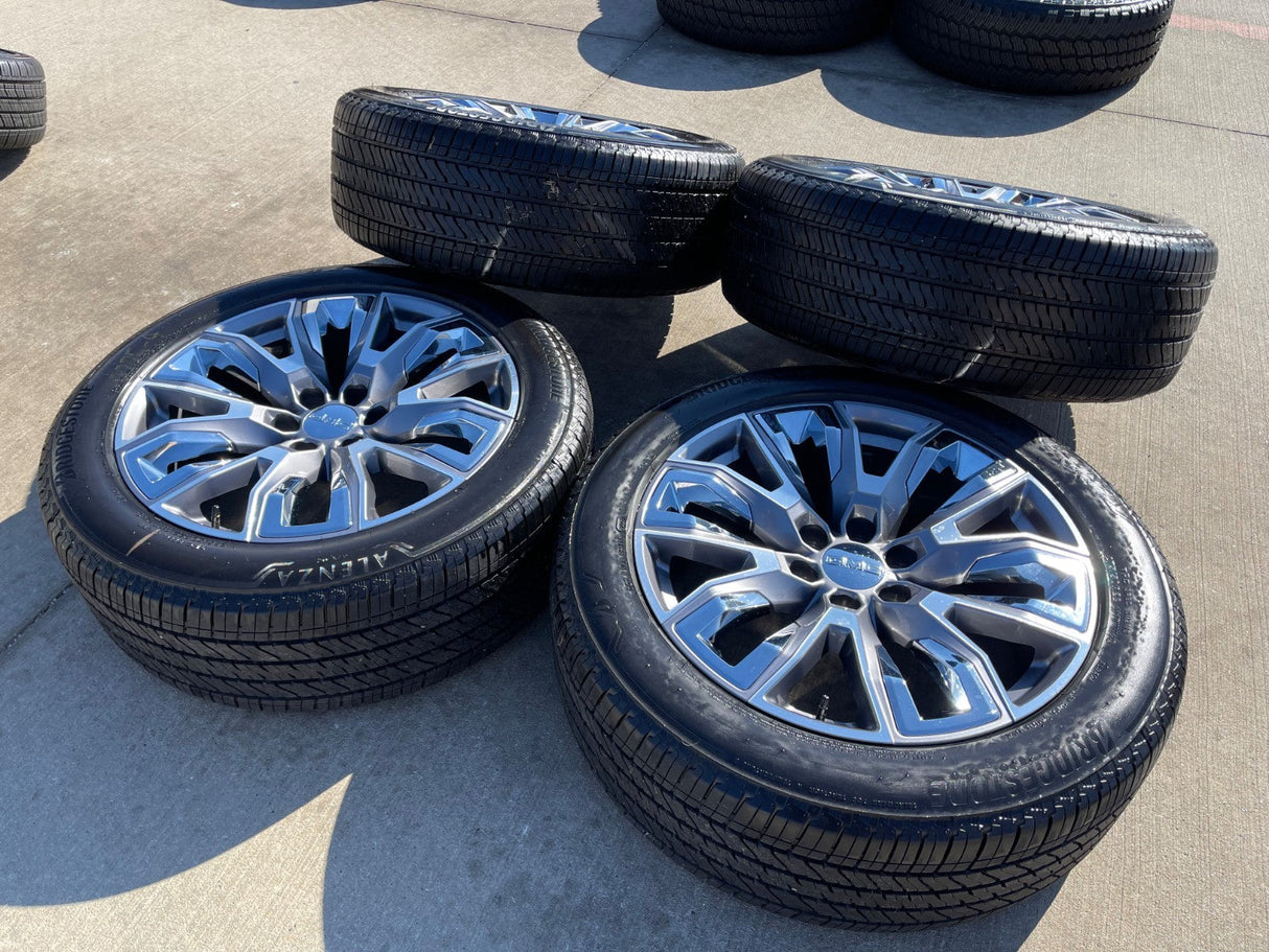 22" GMC Yukon Chevy Tahoe Escalade OEM chrome 95513 wheels rims tires Texas Truck Tire