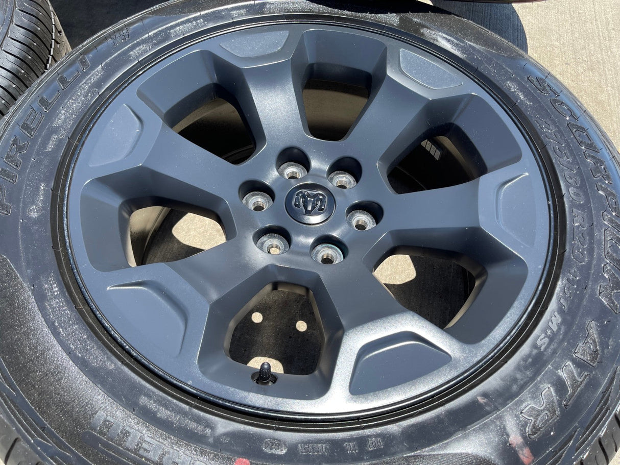 20" Dodge Ram 1500 OEM Laramie Black 2680 wheels rims tires 2024 2025 2026 NEW Texas Truck Tire