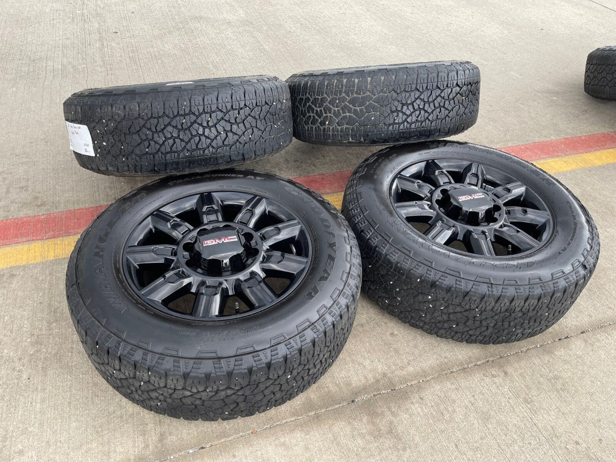 20" GMC Sierra DENALI 2500 3500 OEM 14137 5963 wheels rims Silverado tires A/T Texas Truck Tire