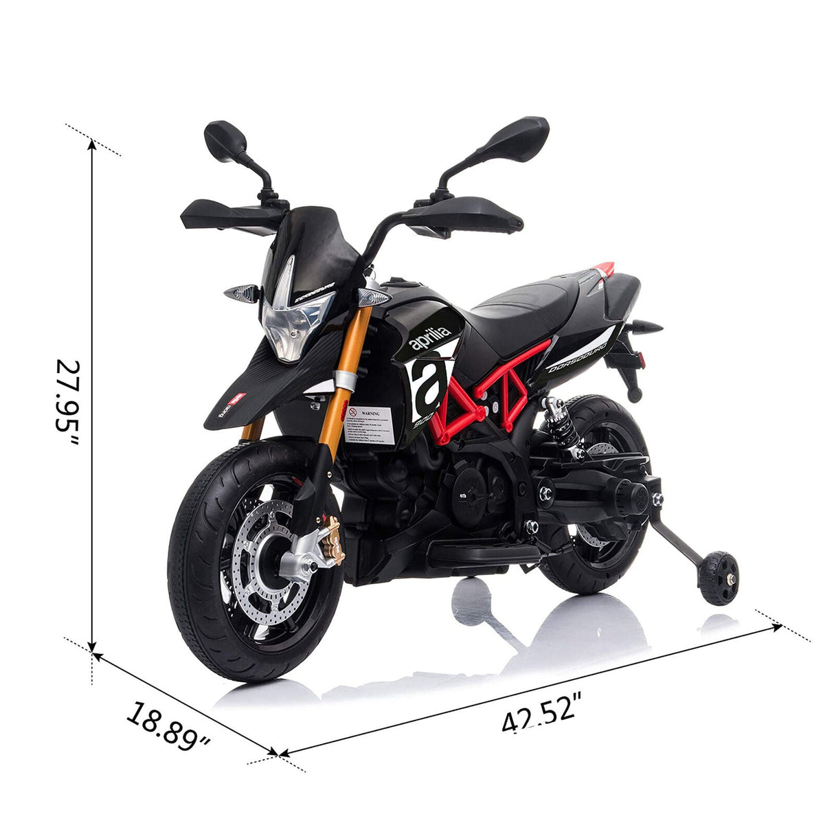 TOBBI Aprilia Motorcycle Ride-On for Kids 3+ Years - Black