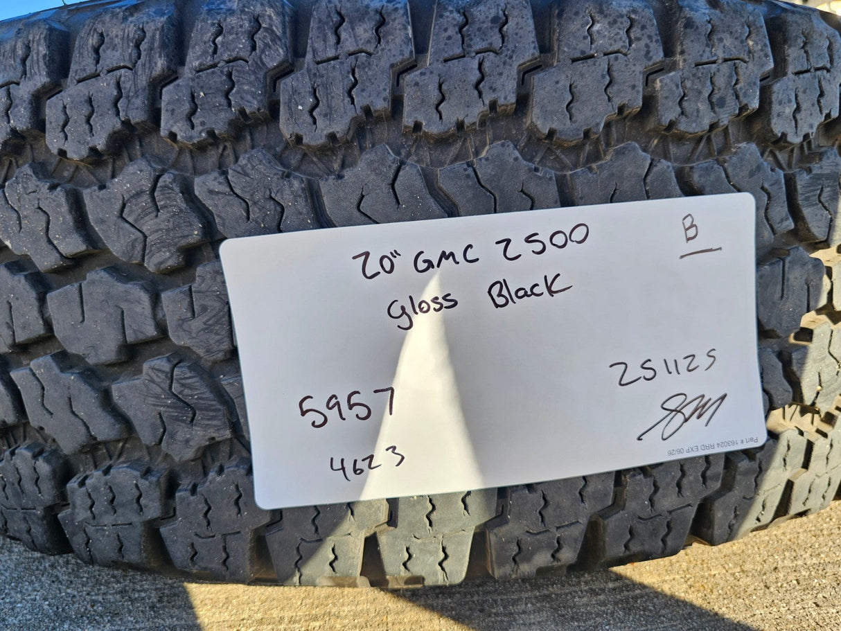 20" GMC Sierra Chevy 2500 OEM 5957 BLACK DIAMOND wheels rims 2024 2025 GOODYEAR Texas Truck Tire