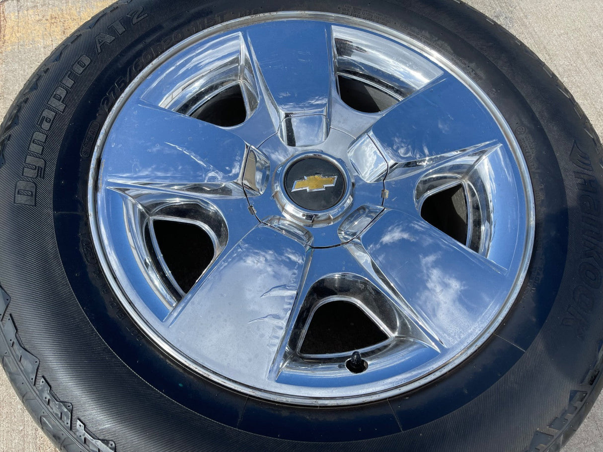 20" Chevy Silverado Tahoe Suburban chrome OEM 5417 wheel rim tire Texas Truck Tire