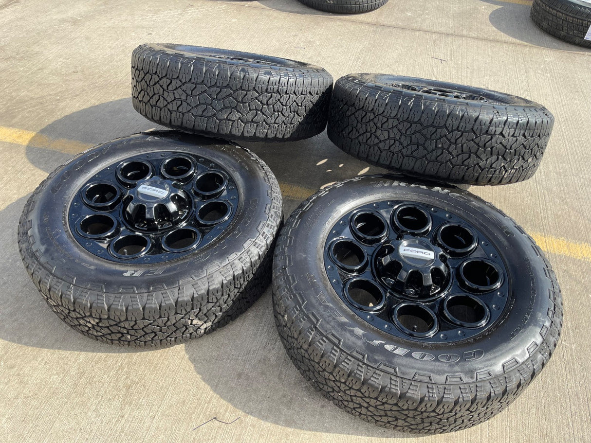 20" Ford F-250 F-350 OEM black Lariat wheels rims 10299 10484 tires DISCOUNTED Texas Truck Tire