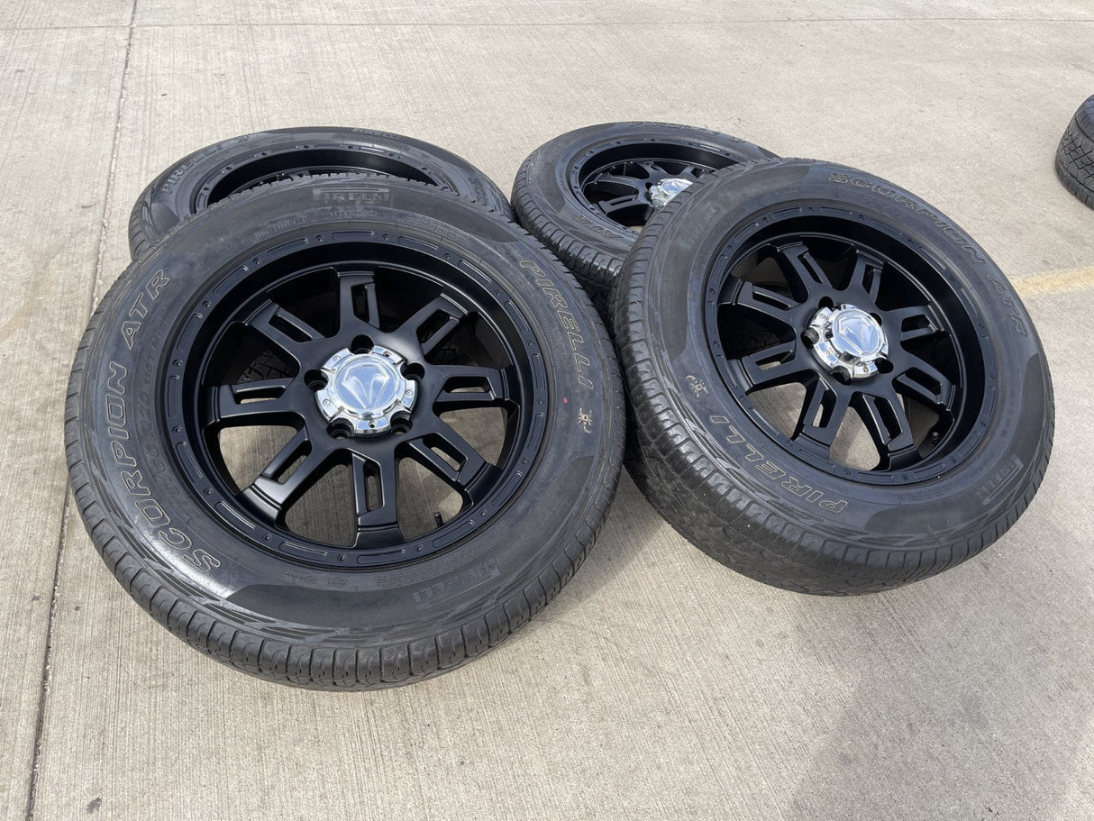20" Toyota Tundra Sequoia T FORCE TSS TRD OEM black wheels rims 5x150 PIRELLI Texas Truck Tire