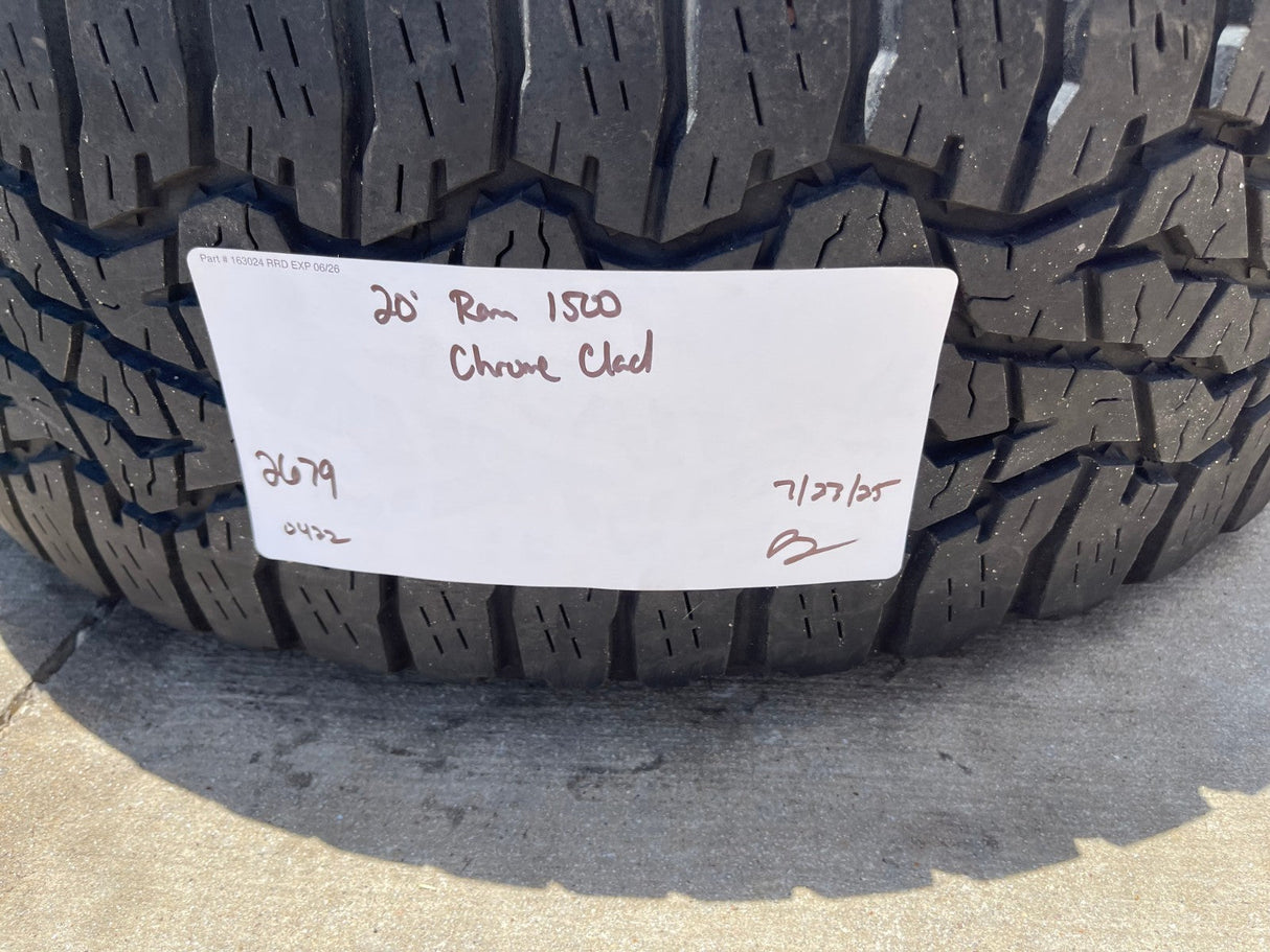 20" Dodge Ram 1500 OEM Laramie CHROME 2679 wheels rims tires GOODYEAR A/T Texas Truck Tire