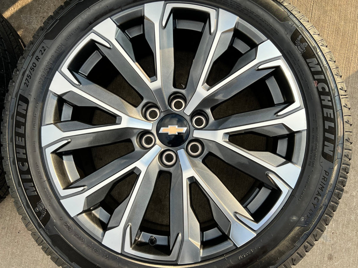 22" Chevy Tahoe Silverado Suburban OEM wheels rims NEW MICHELIN 2025 2026 Texas Truck Tire